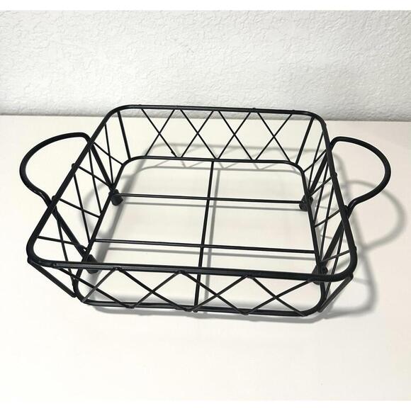 Temptations By Tara Black Casserole Square Wire Basket/Napkin Holder  8 in x 8in - Picture 6 of 7